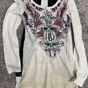 Harley-Davidson Cream and Black Graphic Long Sleeve